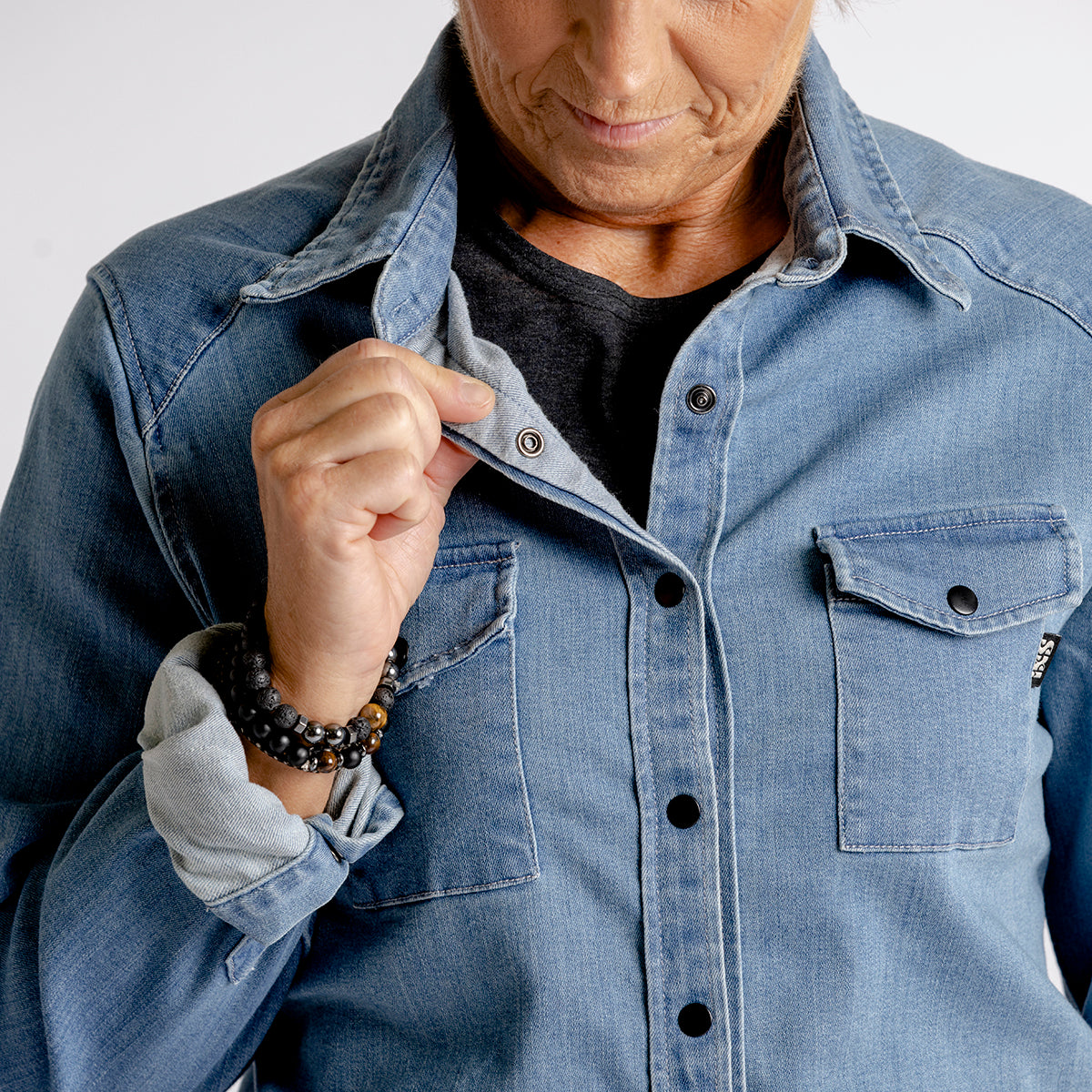 Carve Digger Organic Denim Women Shirt - Washed Blue