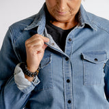 Carve Digger Organic Denim Women Shirt - Washed Blue