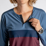 Flow XTG Women's Long Sleeve Henley - Raisin / Marine