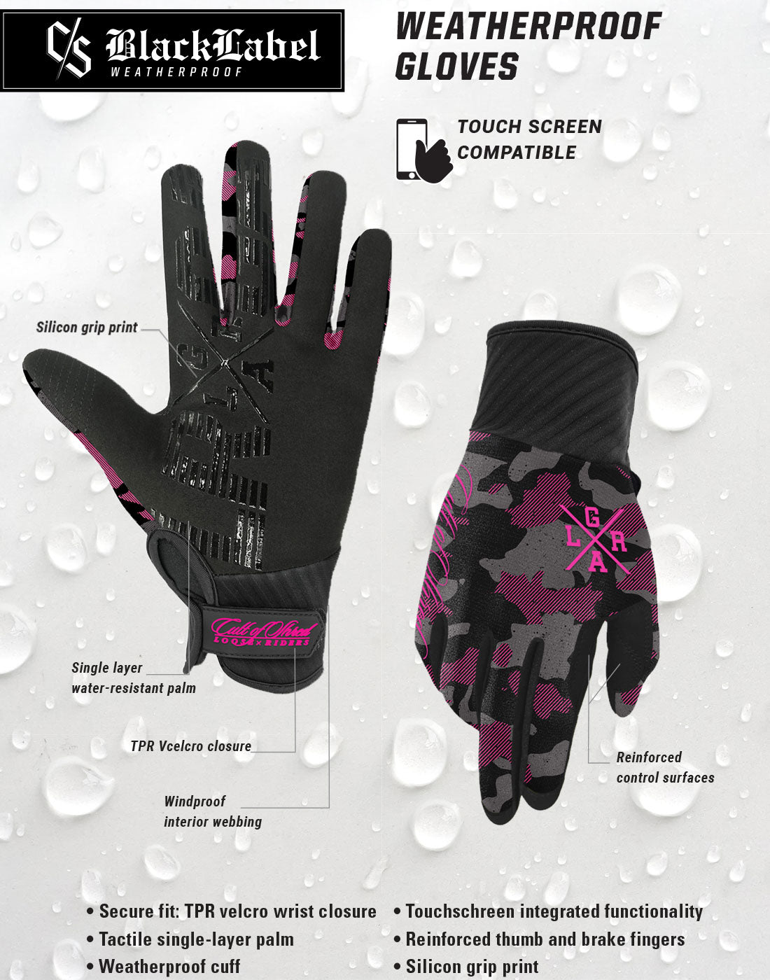 Winter Gloves Pink Camo