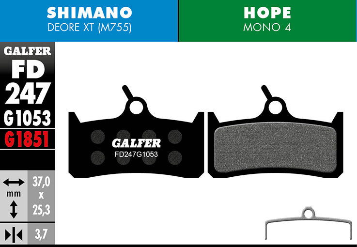 Standard Bremsbelag - Shimano Deore XT BR-M755 / Hope Mono 4