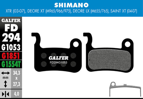 Standard Bremsbelag - Shimano Deore XT BR-M965/966/975, Deore LX BR-M655/765/775, Saint XT (04-07),