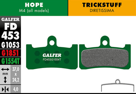Pro Bremsbeläge für Hope / Trickstuff - Grün