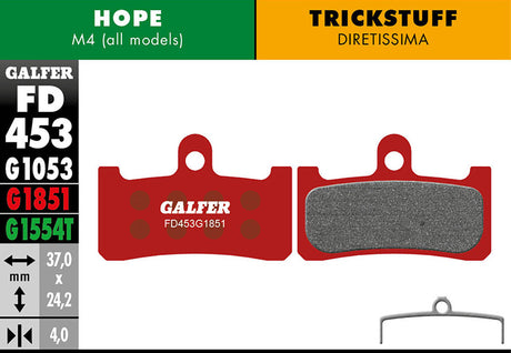 Advanced Bremsbeläge für Hope / Trickstuff - Rot