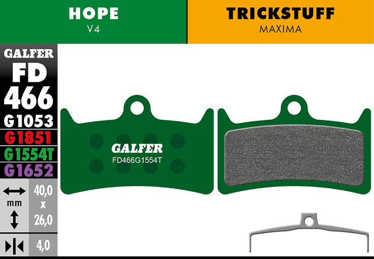 Pro Bremsbeläge für Hope V4/Tricksuff Maxima - Grün