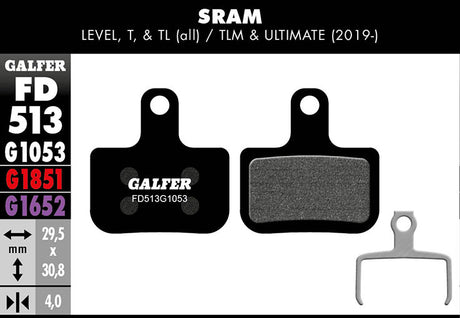 Standard Bremsbeläge für Sram Level - Schwarz