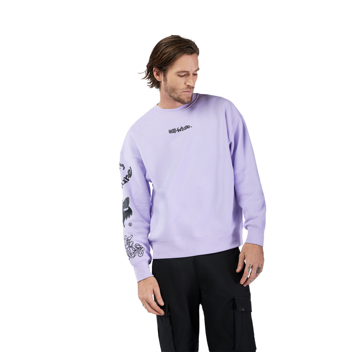 Hello Future Oversized Fleece Crew - Lilac