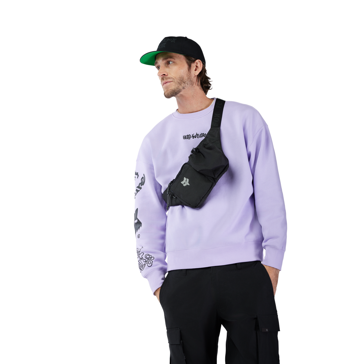 Hello Future Oversized Fleece Crew - Lilac