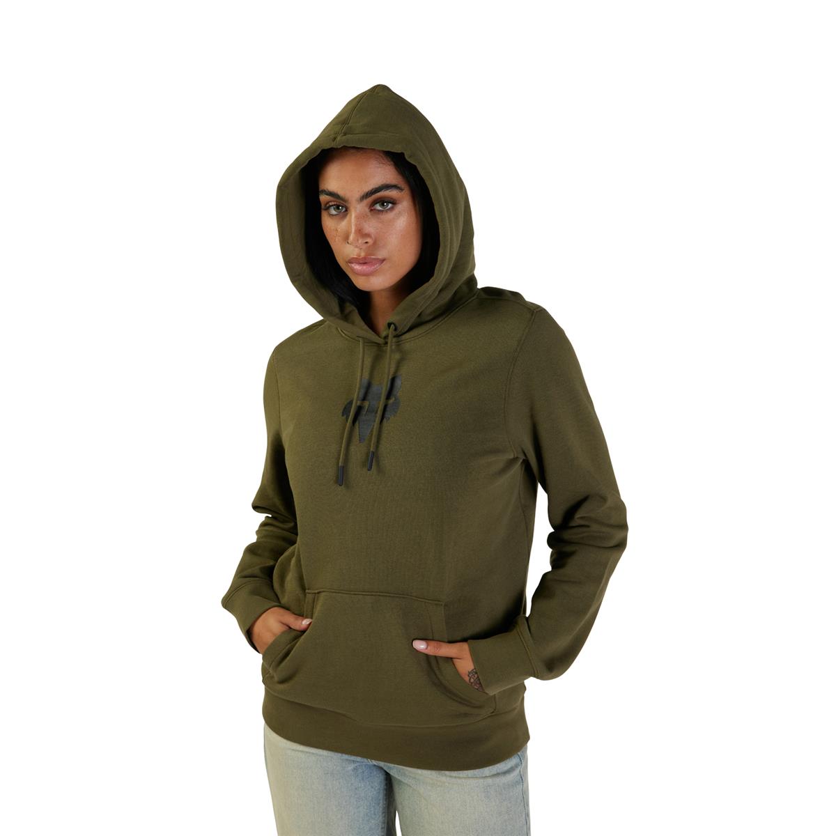 Women's Fox Head Fleece Pullover - Olive Green
