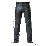 Lederschnürjeans - schwarz
