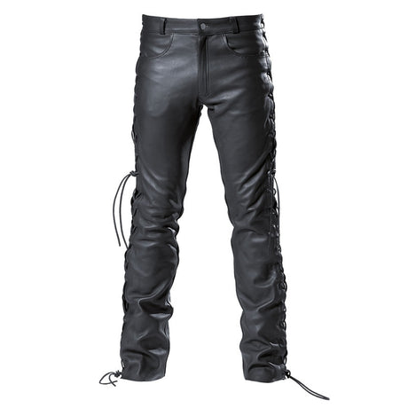 Lederschnürjeans - schwarz