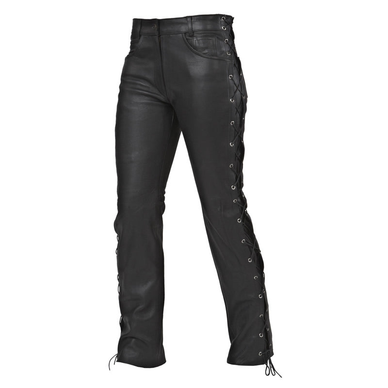 Lederschnürjeans - schwarz
