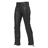 Lederschnürjeans - schwarz