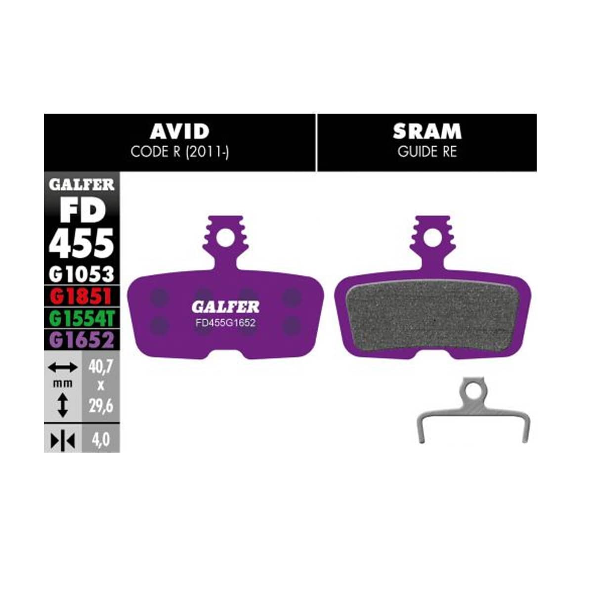E-Bike Bremsbelag G1652 Avid Code - Violett