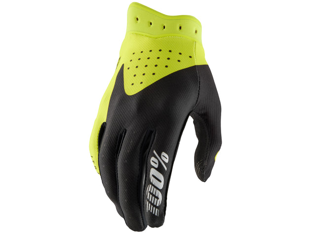 100% iTrack Youth Gloves - Black/Fluo Yellow