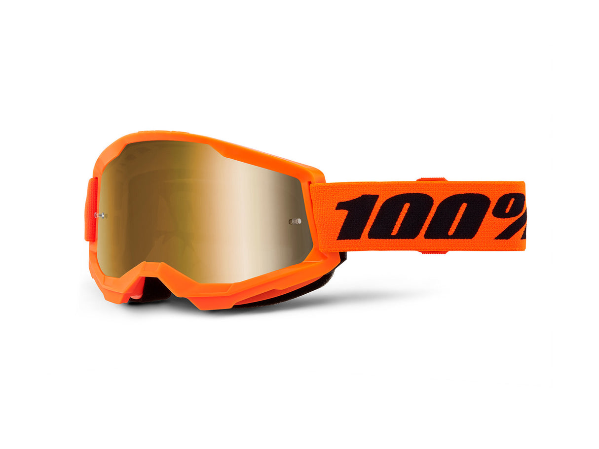 100% Strata 2 Goggle - Mirror Lens FA23 - Neon Orange