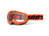 100% Strata 2 Junior Goggle - Clear Lens FA23 - Neon Orange