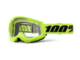 100% Strata 2 Junior Goggle - Clear Lens FA23 - neon yellow