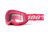 100% Strata 2 Junior Goggle - Clear Lens FA23 - pink