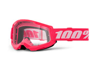 100% Strata 2 Junior Goggle - Clear Lens FA23 - pink