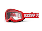 100% Strata 2 Junior Goggle - Clear Lens FA23 - red