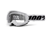 100% Strata 2 Junior Goggle - Clear Lens FA23 - white