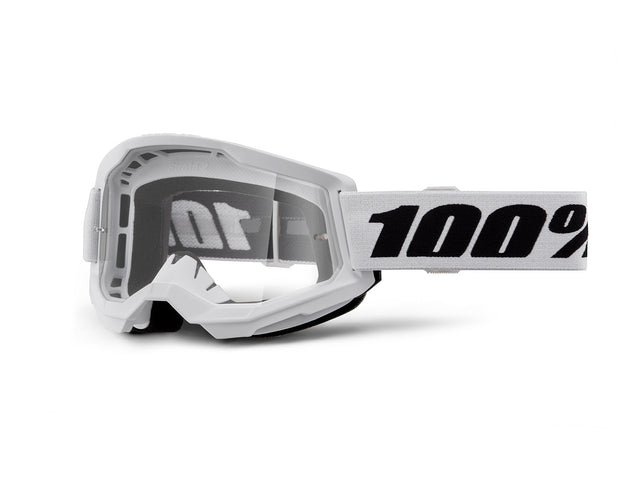 100% Strata 2 Junior Goggle - Clear Lens FA23 - white