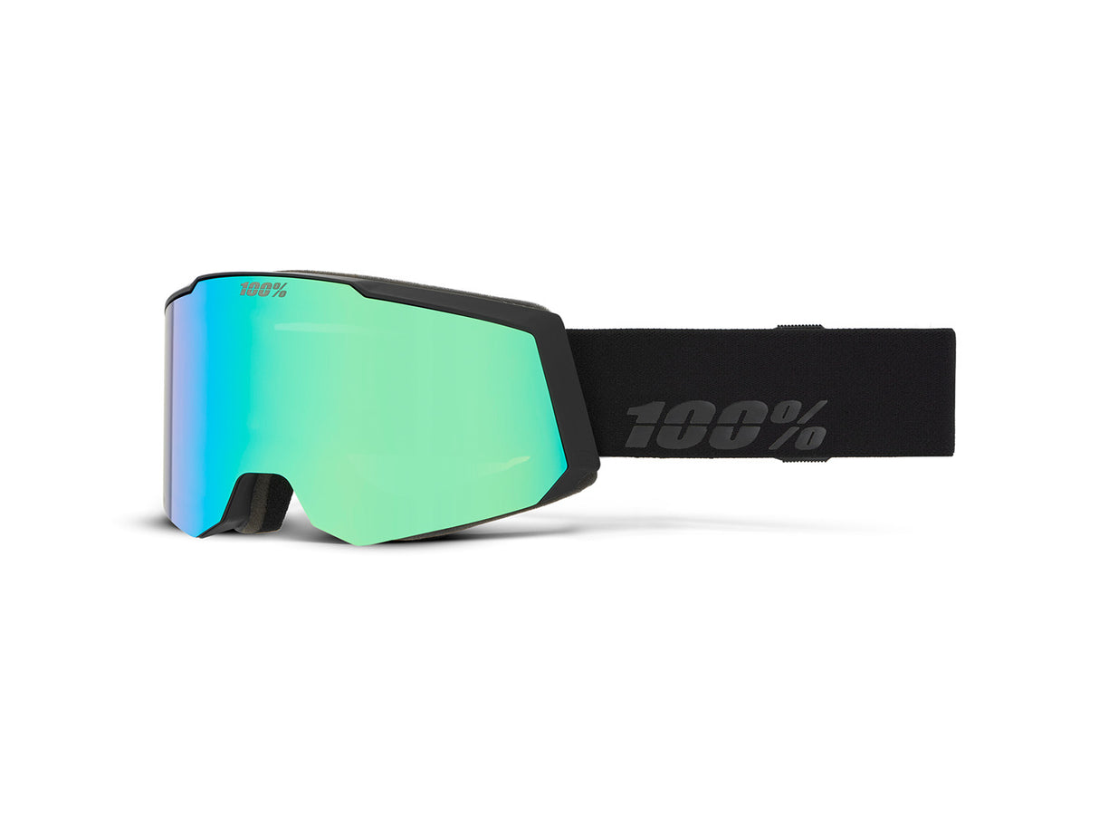 100% SNOWCRAFT S HiPER snow goggle,Black/Green- Mirror Green Lens