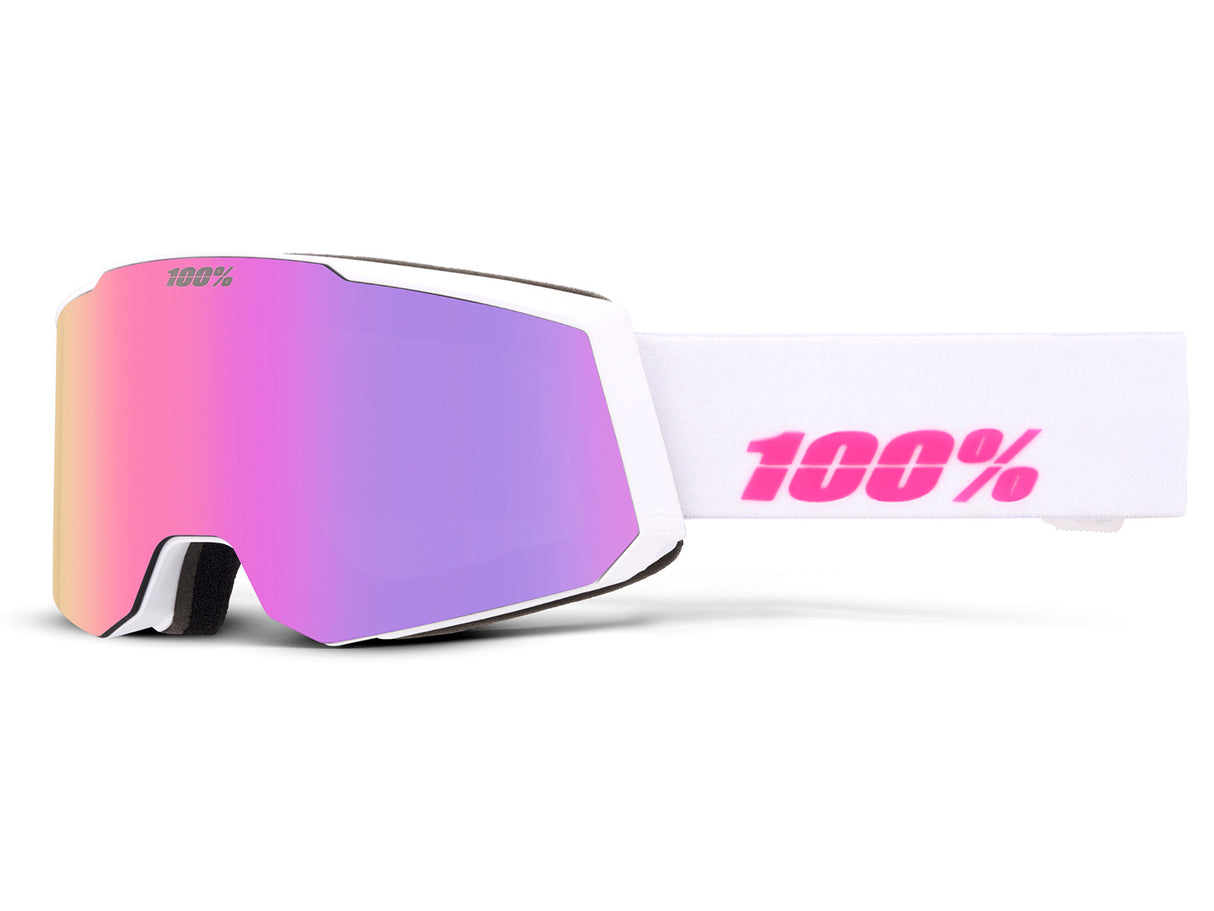 100% SNOWCRAFT S HiPER snow goggle,Esnt Wht/Pink-Mirror Purple Le