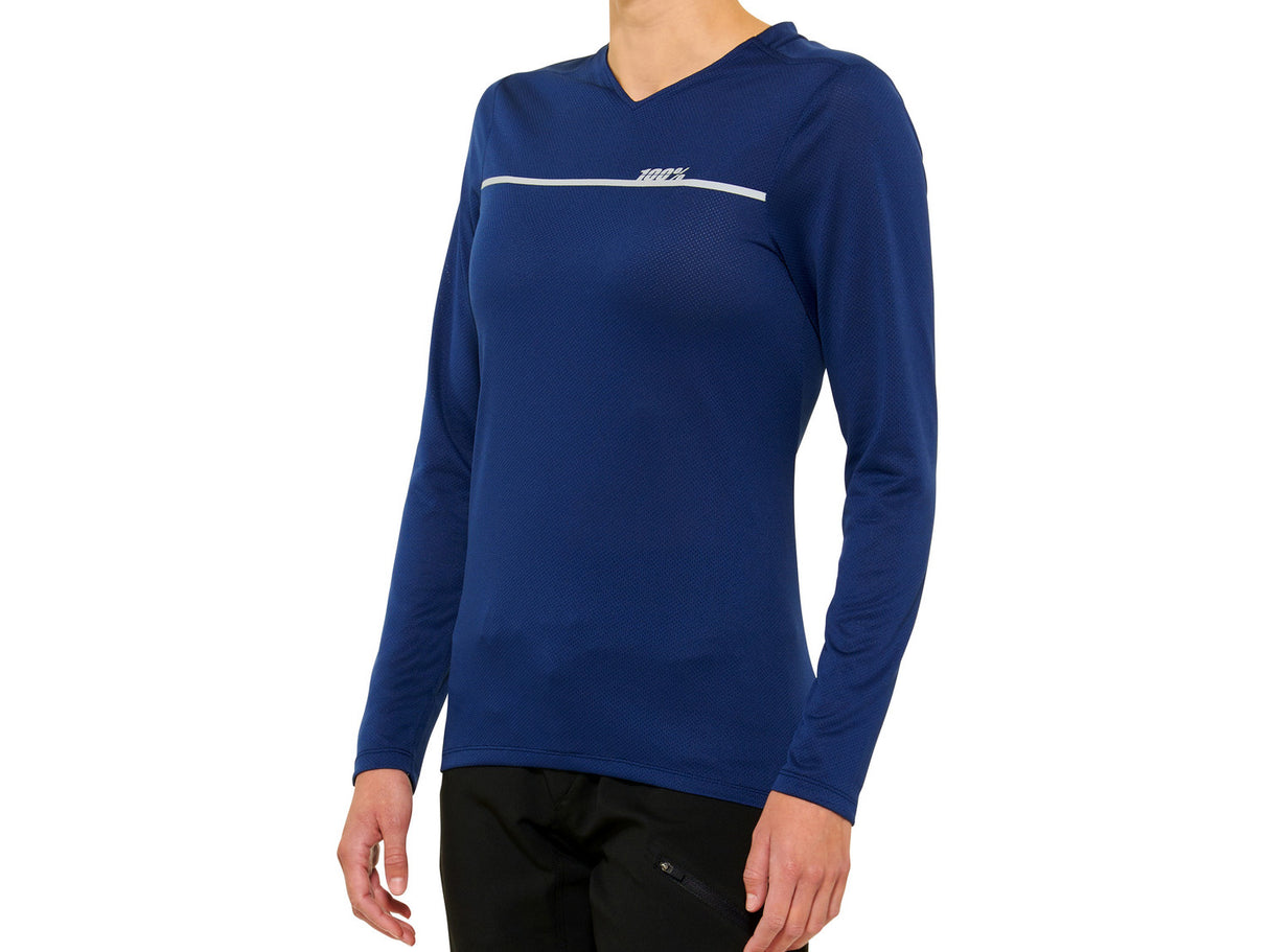 100% Ridecamp Womens Long Sleeve Jersey - navy