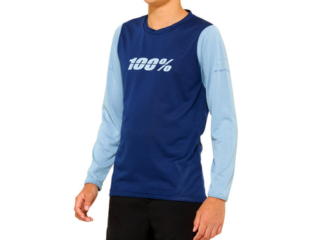 100% Ridecamp Youth Long Sleeve Jersey - Navy/Slate