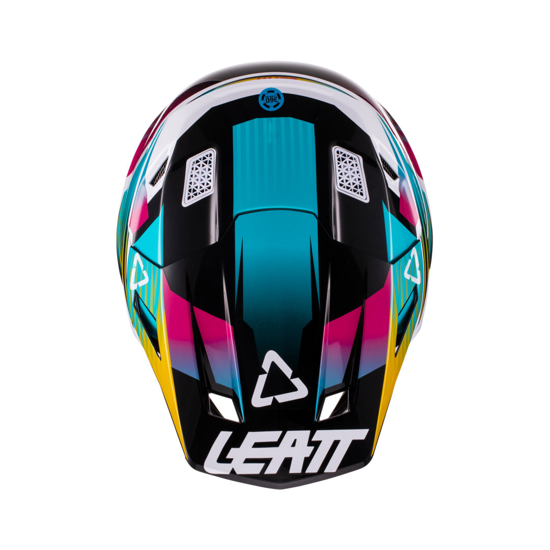 Helm inkl. Brille 8.5 V22 Aqua/Royal türkis-weiss-gelb