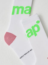 Training Sock - White / Fluoro Green 