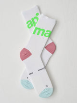 Training Sock - White / Fluoro Green 