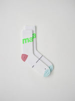 Training Sock - White / Fluoro Green 