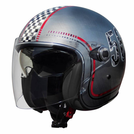 Jethelm Vangarde OLD STYLE CHROMED - chrom-rot-schwarz
