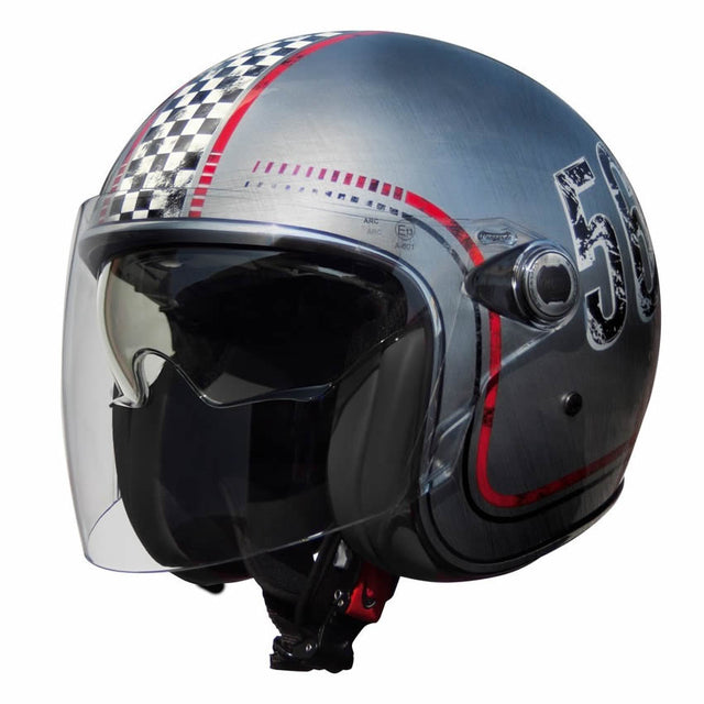 Jethelm Vangarde OLD STYLE CHROMED - chrom-rot-schwarz