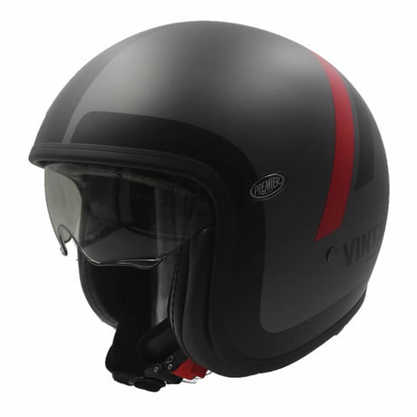 Jethelm Vintage DO 17 BM - grau matt-schwarz-rot
