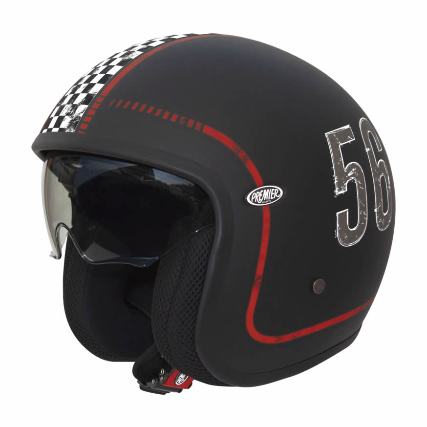 Jethelm Vintage FL 9BM - schwarz-weiss-rot