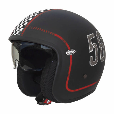 Jethelm Vintage FL 9BM - schwarz-weiss-rot