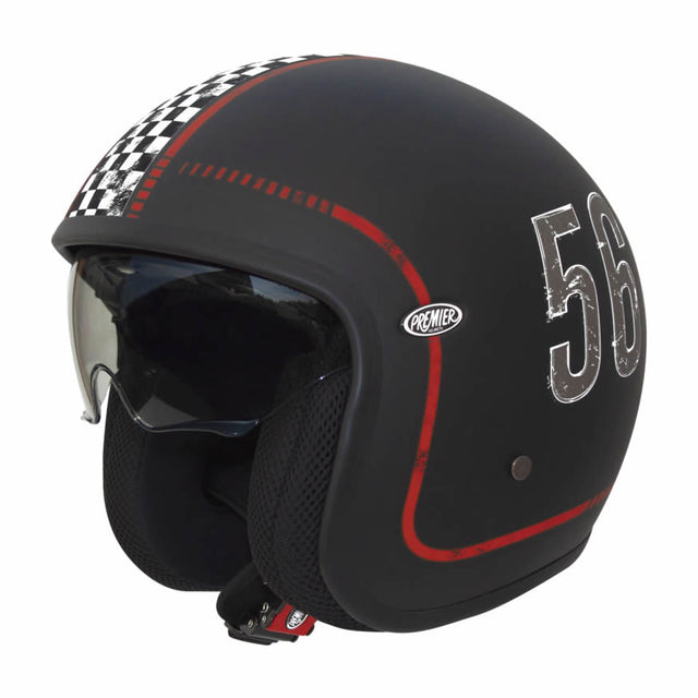 Jethelm Vintage FL 9BM - schwarz-weiss-rot