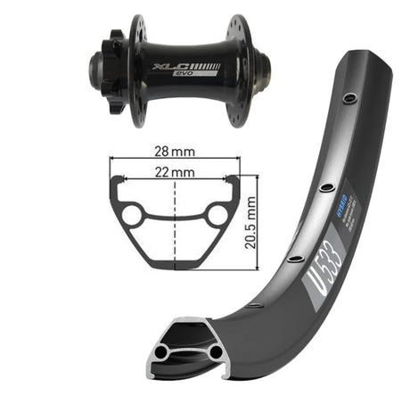 DT-Swiss U533 27,5 Zoll mit XLC Evo Nabe Vorderrad - Schwarz