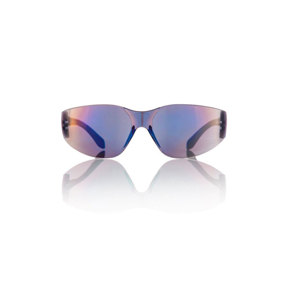 Brille schwarz - Gläser blau verspiegelt