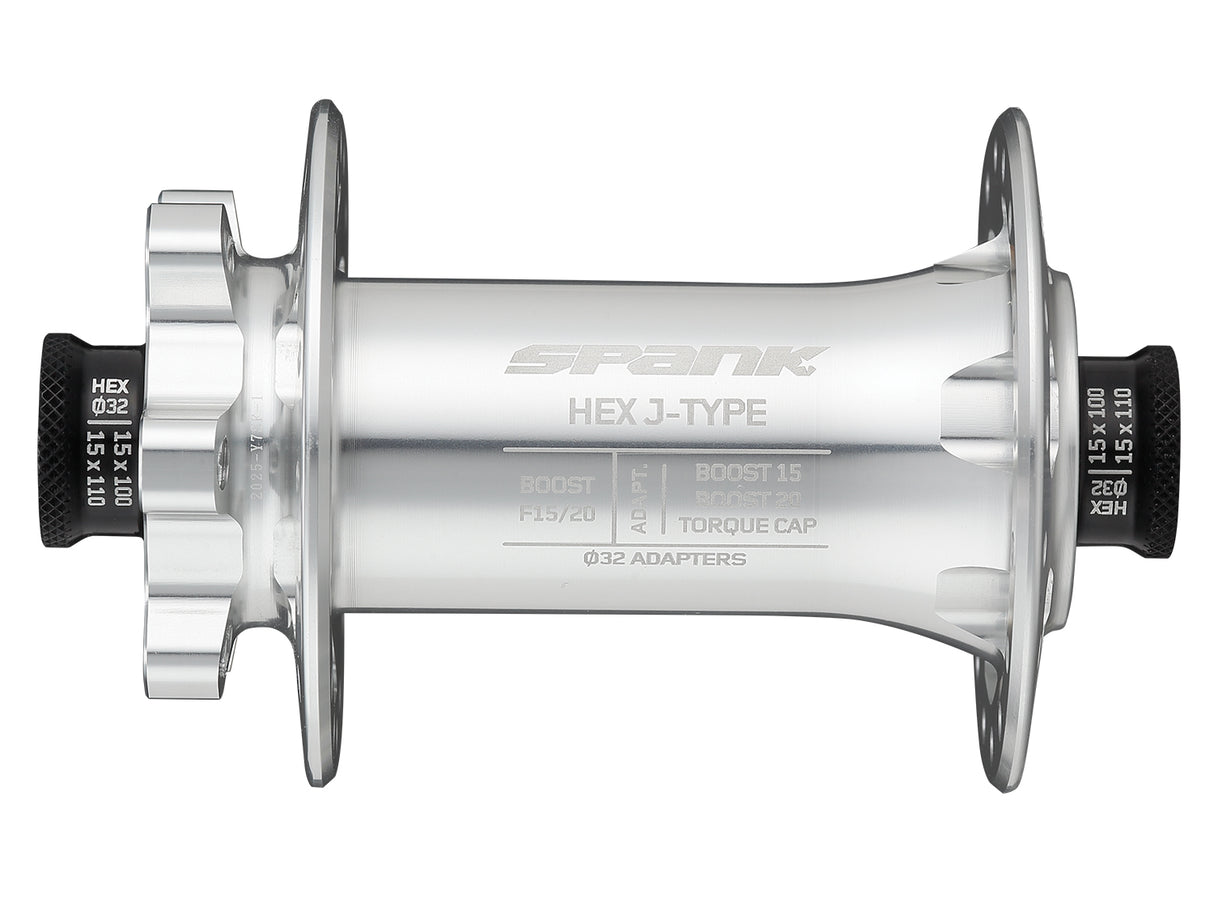 Spank HEX J-Type Boost F15/20 Hub, 32H front hub - Raw Silver