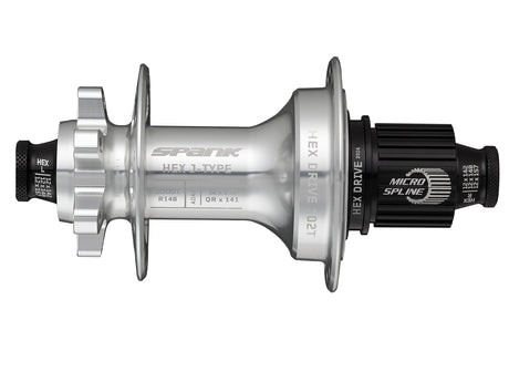 Spank HEX J-Type Boost R148 Microspline, 102T, 32H rear hub - Raw Silver