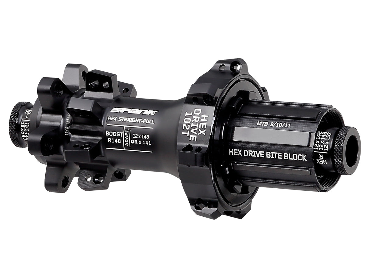 Spank HEX Straightpull Boost Microspline, 102T, 28H rear hub - black