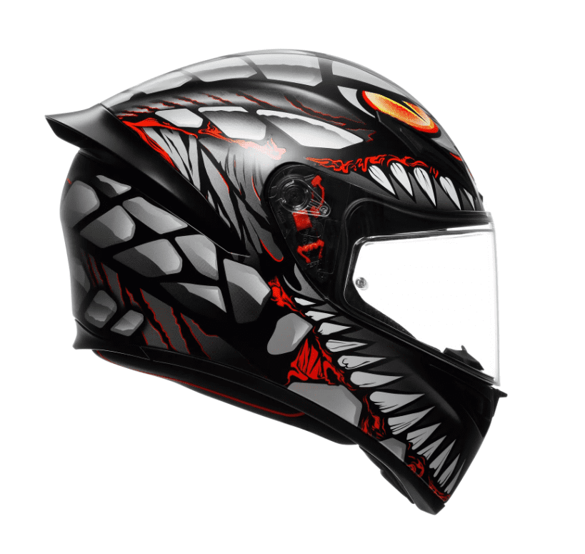 K1 S Casco E2206 - LYZARD Negro Mate/Gris/Rojo 