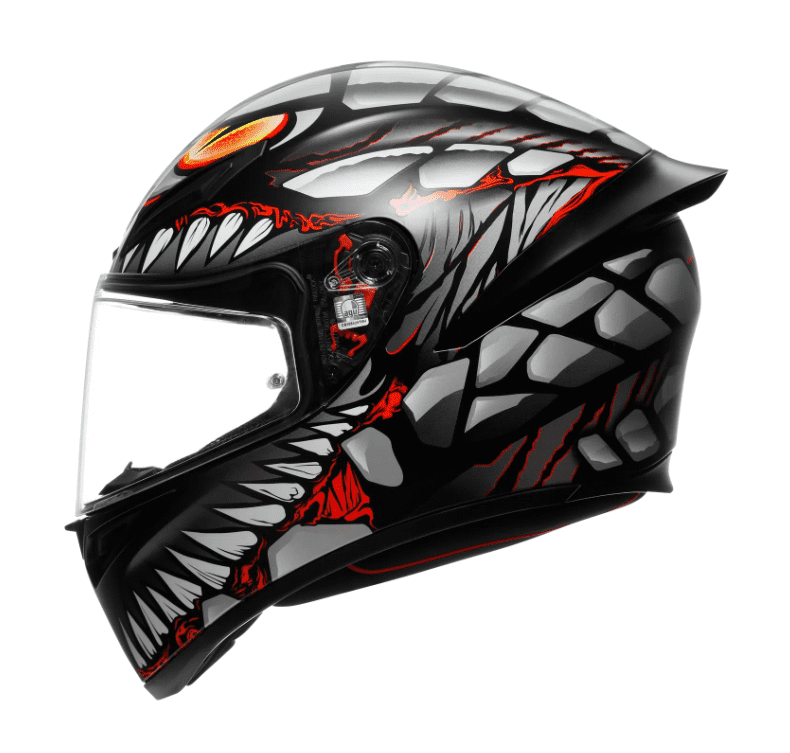 K1 S Casco E2206 - LYZARD Negro Mate/Gris/Rojo 