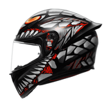 K1 S Casco E2206 - LYZARD Negro Mate/Gris/Rojo 