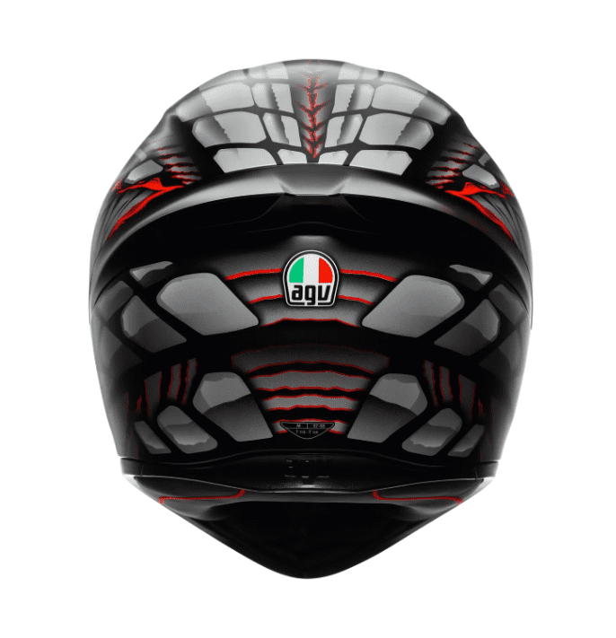 K1 S Casco E2206 - LYZARD Negro Mate/Gris/Rojo 